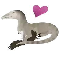 a drawing of a lizard with a pink heart above it