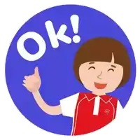 a girl in a red shirt giving a thumbs up with the word ok above her