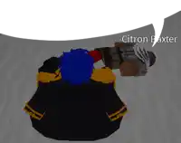 a pixel art of a person laying on the ground with a speech bubble saying citron baxter