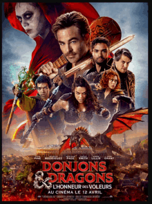 a movie poster for donjons & dragons shows a group of people holding weapons