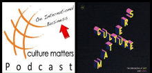 a podcast called culture matters is shown on a black background