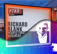 a billboard with a picture of a man and the words richard blank people first business