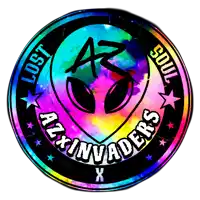 a colorful logo that says lost az invaders x