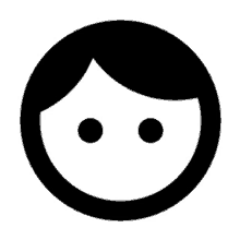 a black and white silhouette of a person 's face with two dots on it .