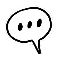 a black and white drawing of a speech bubble with three dots inside .