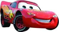 lightning mcqueen from the movie cars is smiling and wearing a lightyear tire