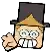 a cartoon character wearing a top hat and glasses .