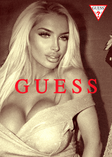 a guess ad features a blonde model