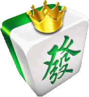 a white and green mahjong tile with a gold crown on top of it .