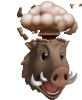 a cartoon of a boar with a mushroom coming out of it 's head