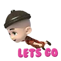 a cartoon character is flying in the air with the words let 's go behind him