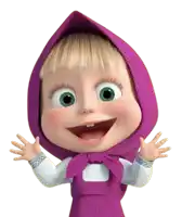 a cartoon character wearing a purple head scarf and overalls