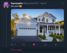 a picture of a house is being shared on twitter