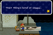 a video game says that thing 's kind of soggy and has a yellow star