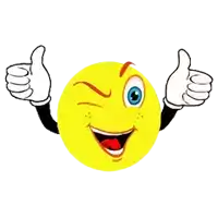 a cartoon smiley face is winking and giving a thumbs up