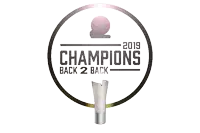 a logo for champions back 2 back with a trophy