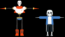 a 3d model of papyrus and sans from undertale