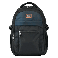 a black and blue backpack that says vlcs