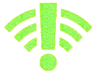 a green icon with a yellow border is a wifi symbol