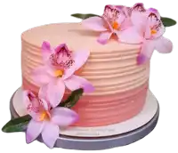 a cake with pink flowers on top of it and the number 99801-4334 on the bottom