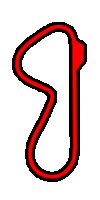 a red and black s on a white background .