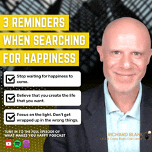 an ad for richard blank 's podcast shows a bald man