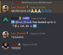 a discord conversation between len_dracik and tatsu