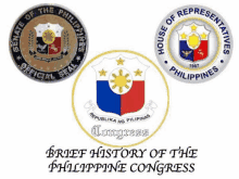 a brief history of the philippine congress is shown on a white background