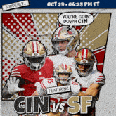 a poster for a football game between san francisco and san francisco 49ers