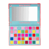 a colorful eyeshadow palette with the words holy sharts