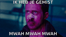 a picture of a man with a bandage on his nose and the words ik heb je gemist