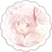 a picture of a girl with pink hair is in a circle