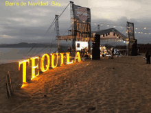 a harley davidson sign is lit up on a beach