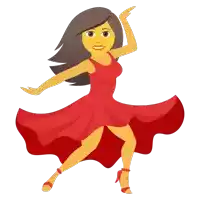 a cartoon drawing of a woman in a red dress dancing