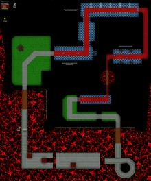 a computer screen shows a map of a maze with a red border