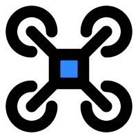 a drone icon with a blue square in the middle .