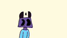 a cartoon of a purple robot with a canadian flag on his head .