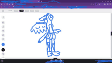 a computer screen shows a drawing of a person with wings and the word zoom at the top