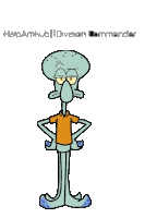 a drawing of squidward from spongebob squarepants with his hands on his hips