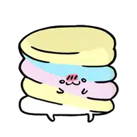 a cartoon drawing of a stack of pancakes with a face on it