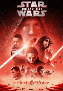 a poster for star wars the last jedi shows many characters