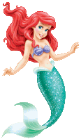 ariel from the little mermaid is shown with a green tail