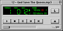 a computer screen displays the song god save the queen mp3