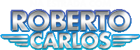 the logo for roberto carlos has a blue background