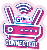 an advertisement for g fiber prepaid shows a router with a wifi signal coming out of it