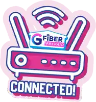 an advertisement for g fiber prepaid shows a router with a wifi signal coming out of it