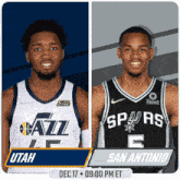 two basketball players from utah and san antonio are on a poster