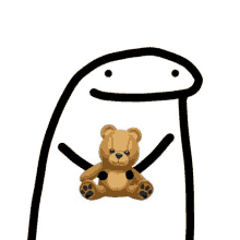 a drawing of a person holding a teddy bear with their arms outstretched