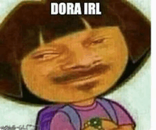 dora from dora the explorer is making a funny face with her eyes closed .