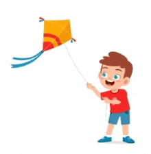 a boy is flying a kite in the air .